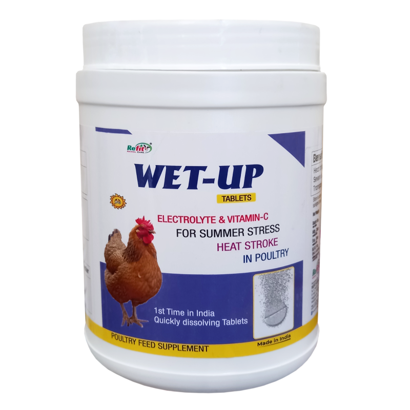 Electrolyte and Vitamin C Tablets for Summer Stress, Heat Stroke in Poultry, 1 Kg, Wet-Up Tablets