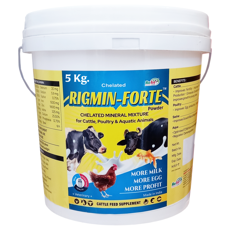 Chelated Mineral Mixture for Cow, Cattle, Buffalo, Goat, Chicken, Broilers, Poultry and Other Livestock Animals, 5 kg, Rigmin Forte